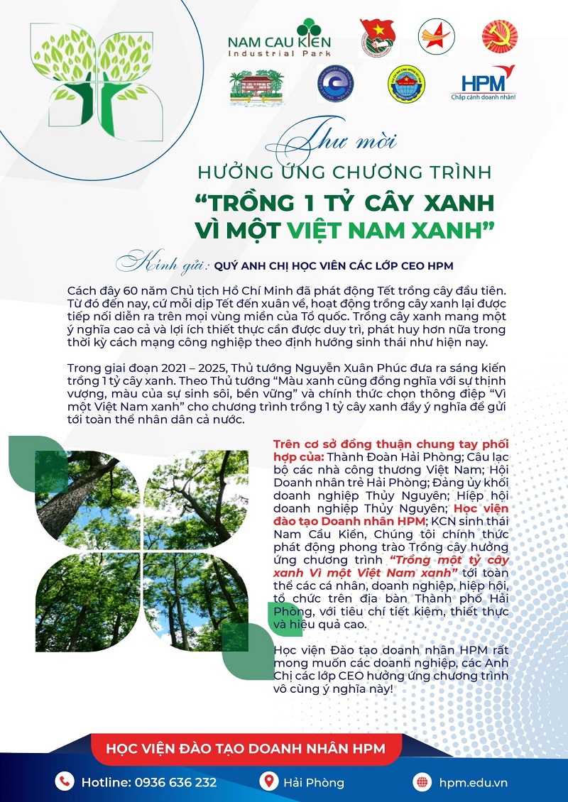 HPM hưởng ứng chương trình trồng 1 tỷ cây xanh vì một Việt Nam xanh